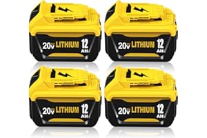 EAGGLEW 4Packs 12.0Ah DCB206 Replacement for Dewalt 20v Max Battery Lithium Compatible with Dewalt 20 Volt Battery Compatible with 20v DCB206 DCB201 DCB203 DCB207 DCB205 DCB204 Cordless Power Tools (12.0Ah)