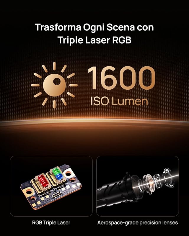 Elfin Flip 4K Proiettore Portatile, RGB Laser Triple, 1600 ISO Lumen