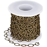 arricraft 10m/32.80 Feet Antique Bronze Chains, Brass Handmade Chains Unwelded Metal Chains Chain Roll for Necklace Jewelry Accessories DIY Making, (Ring:8/10mm, 1mm Thick)