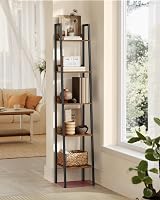 VASAGLE 5 Tier Shelf Ladder Bookcase Storage Stand Industrial Rustic Brown view 2