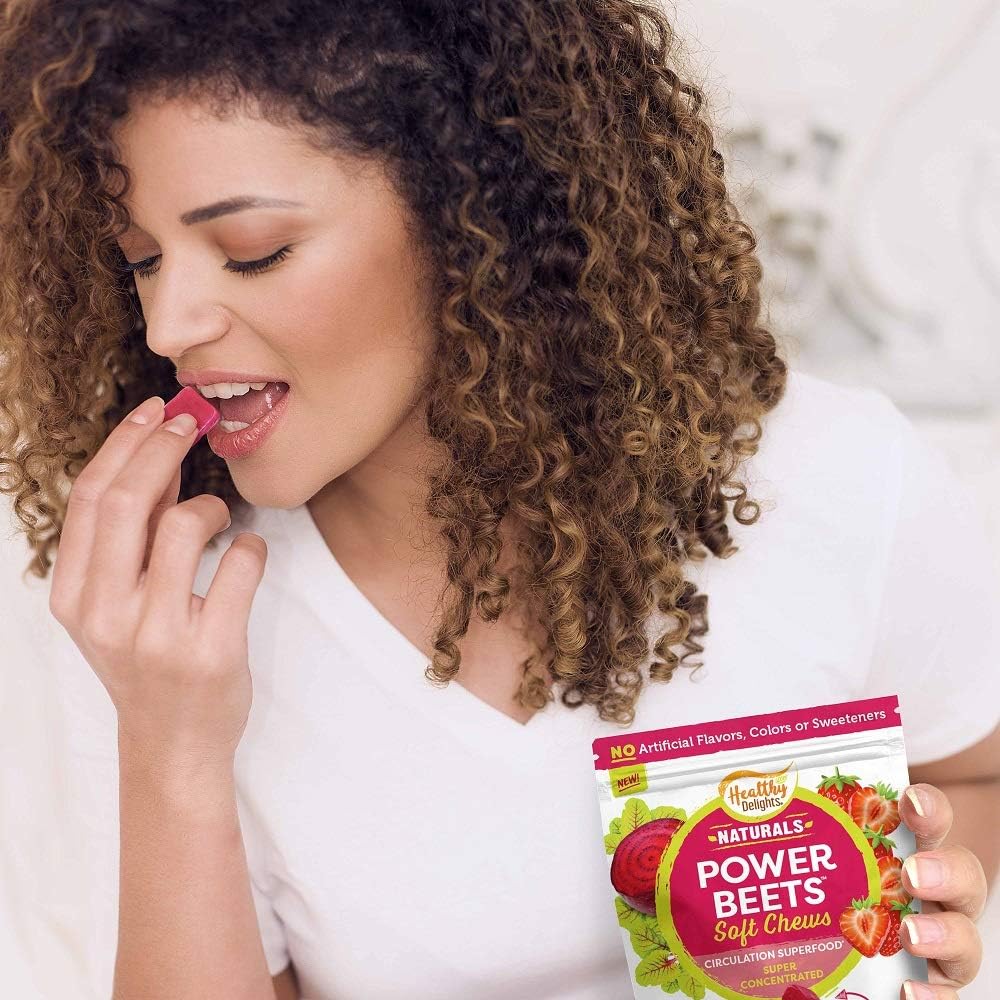Healthy Delights Naturals, Power Beets Soft Chews, Super Concentrated, Circulation Superfood, Supports Natural Energy & Stamina, Delicious Strawberry Burst Flavor, 30 Count: Health & Personal Care