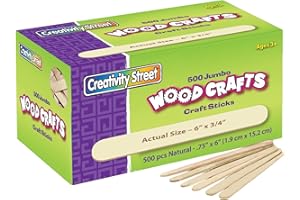 CHENILLE KRAFT Creativity Street Wood Crafts Jumbo Craft Sticks, 6" x 3/4" x 2mm, Natural, Box Of 500