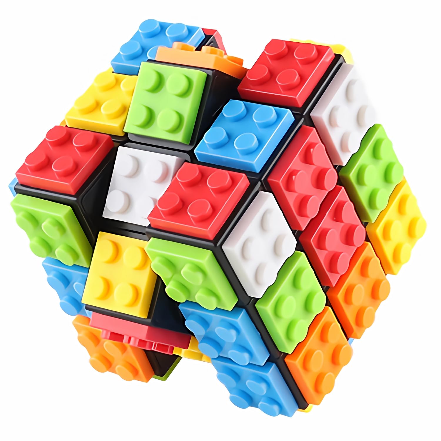 Magic Cube 3 x 3 Speed Magic Cube 3D Brain Teaser Puzzle with Bricks Anti StressToy for Children Adults Gifts (Black)