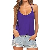 Tobrief Women's Sexy V Neck Halter Spaghetti Strap Backless Cami Tank Top