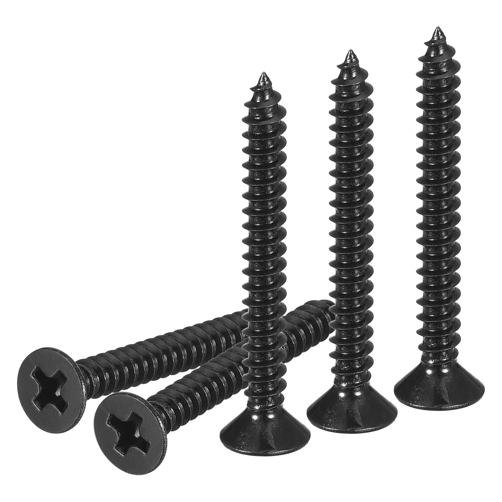 DTGN 100Pcs #6x1-1/4" Flat Head Wood Screws, 304 Stainless Steel Phillips Self Tapping Screws - Good for Woodworking, Furniture - Black
