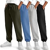LessonZoo 4 Pack Boys Jogger Sweatpants Athletic Casual Basic Pants Kids Pull on Soft Pants with Pockets Drawstring