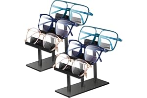 Sintuff 2 Pcs 3 Tier Eyeglasses Display Stand Acrylic Sunglasses Holder Black Glasses Rack Eyewear Sunglass Organizer Stand for Shop Home Storage