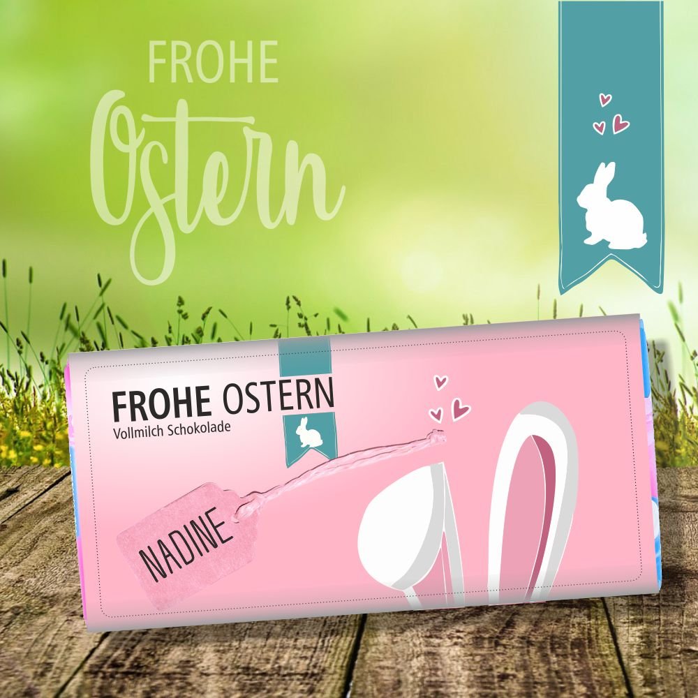Osterschokolade Frohe Ostern Name Rosa Banderole Schokolade