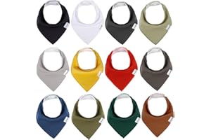 12 Pack Baby Bandana Drool Bibs for Boys,Unisex 100% Cotton Bibs for Teething and Drooling