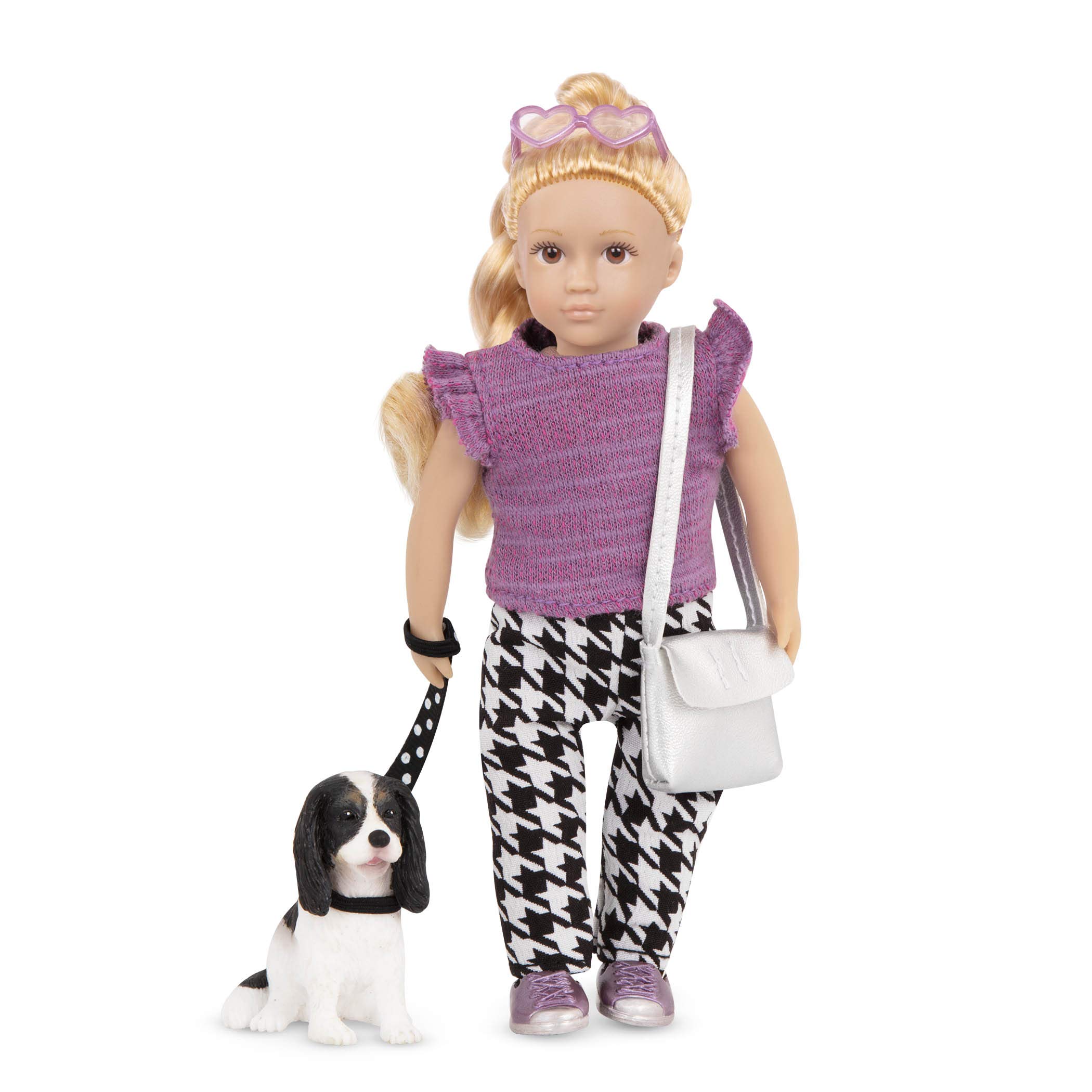 Lori Dolls – Mini Doll & Toy Dog – 6-inch Doll & Spaniel Pup – Play Set with Outfit, Animal & Accessories – Heather & Nugget – Playset for Kids – 3 Years +
