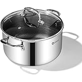 DELUXE Hybrid Nonstick 5.4-Quart Stockpot with Tempered Glass Lid, Dishwasher Oven Safe, Induction Ready, PFOA Free Compatibl