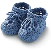 Hadetoto Baby Booties Hand Crochet Knit Cotton Bootie Soft Cozy Warm Socks Shoes Newborn First Walkers for Infant Boy Girl
