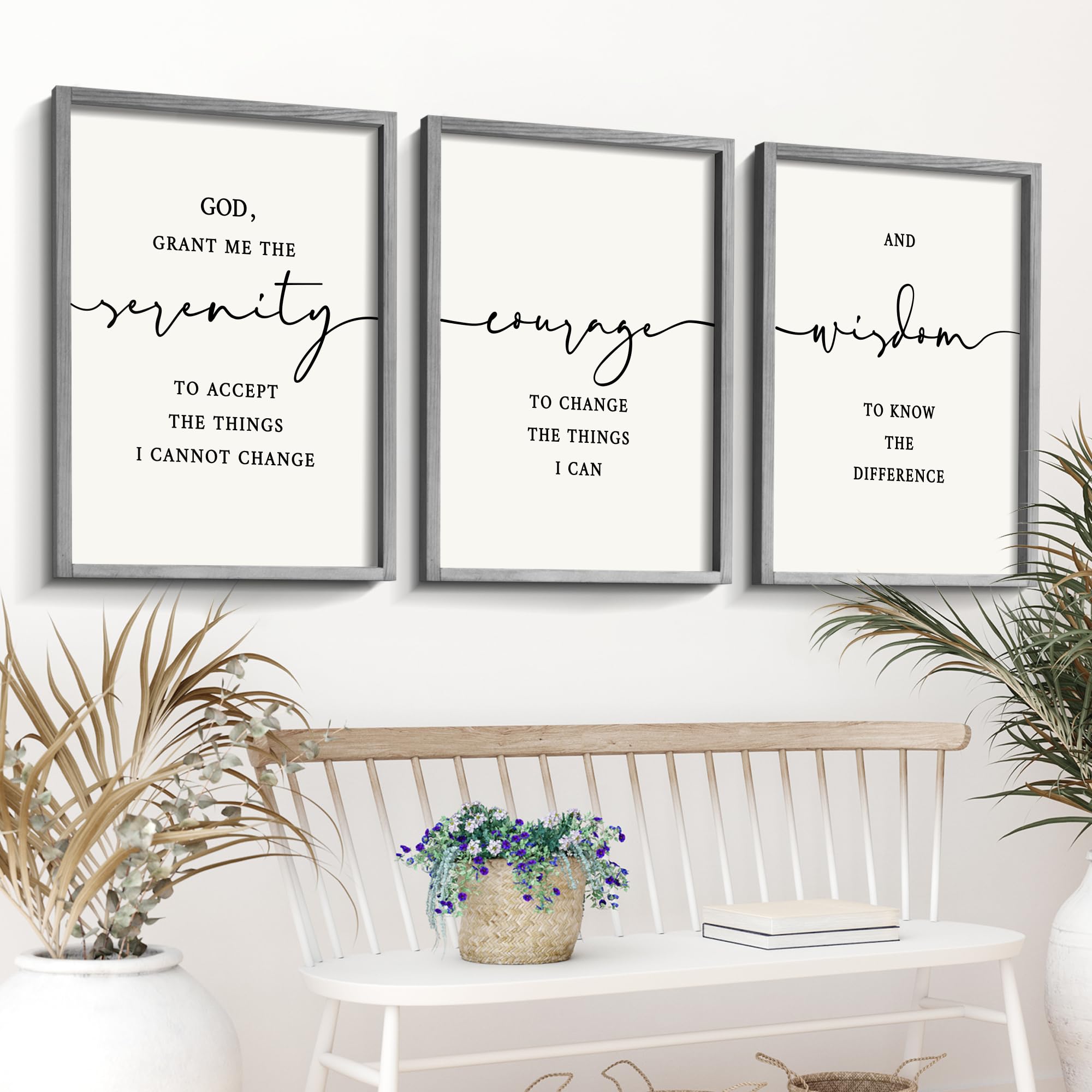 Photo 1 of Houmury Serenity Prayer Wall Art Set of 3 - Framed Christian Scripture Decor 12x16” - Bible Verses for Home- “God Grant Me Serenity”