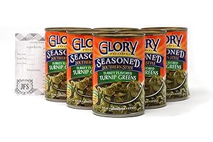 Glory Smoked Turkey Flavored Turnip Greens, Six Healthy 14.5 Ounce Cans with a JFS Recipe Card