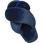 JIASUQI Women's Open Toe Slippers Fuzzy Fluffy House Slippers for Women Cozy Criss Cross Furry Slides Slippers