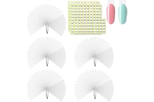 SIUSIO 250 Pcs Oval Nail Swatch Sticks with Metal Split Ring and Numbered Tips - Clear Fan-shaped Color Display for Nail Art Polish Practice