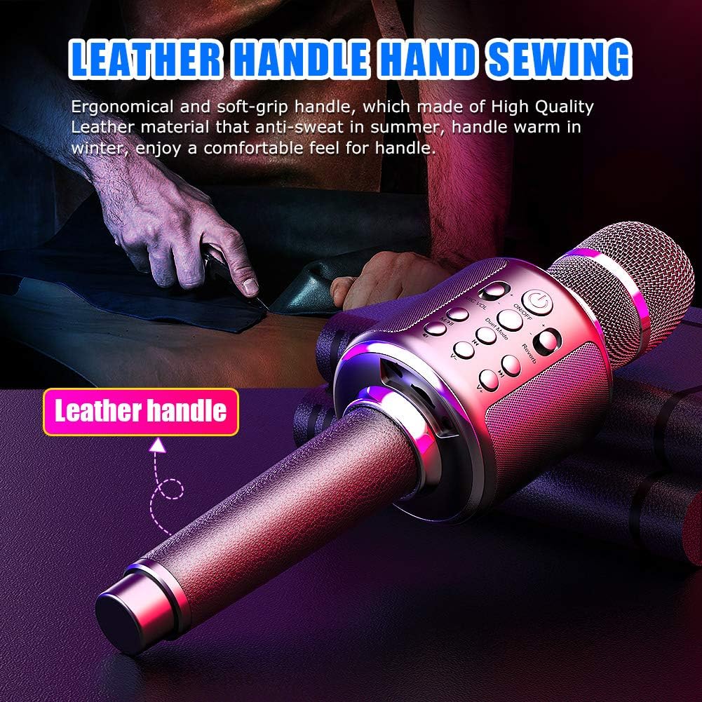 Karaoke Microphone Wireless Singing Machine with Bluetooth Speaker for Cell Phone/PC, Portable Handheld Mic Speaker Support Reverb/Duet: Musical Instruments