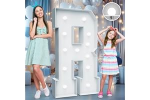 TEEBLOOM 4FT Marquee Light Up Letters - Cool White Light Up Letters R with Fixed Water Bag, Party Decoration Large Marquee Light Up Letters can Be Used for Wedding Decoration, Birthday Party Decoration