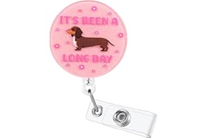 BVIIE IT'S BEEN A LONG DAY Funny Dog Badge Reel | Retractable ID Card Dachshund Badge Holder | Dog Lovers Badge Clip for RN LPN CNA MA Night Shift Nurse Nursing Student Doctor | Nurse Gifts | Alligator Clip