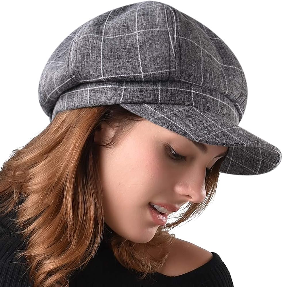 FURHATMALL Newsboy Cap for Women Spring Summer Thin Cotton Linen Gatsby