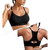 ULTREAGLE Womens Comfortable Sports Bra - Racerback Light Support Padded Yoga Bra Adjustable Spaghetti Strap Workout Bra Tops