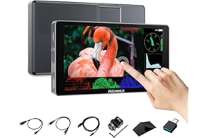 FEELWORLD P6XL 6 Inch Camera Monitor Built-in Battery,1200Nit Highlight Touch Screen DSLR Field Monitor with Waveform 3D LUT HDR 4K HDMI Aluminium Housing