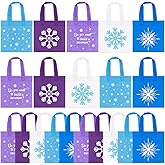 20Pcs Snowflake Party Favors, Winter Frozen Non-Woven Candy Treat Bags, Theme Goodie Gifts Tote for Kids Holiday Snowflake Winter Wonderland Birthday Baby Shower Party Supplies