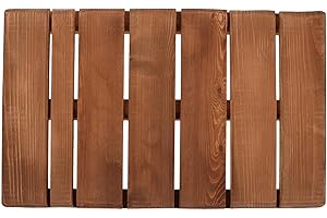 Hoement Wood Bath Mat 30x50cm Non-Slip Waterproof Solid Wood Shower Mat for Bathroom Floor Drying and Sauna