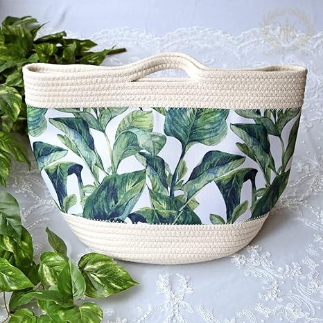 Amazon ボタニカル バスケット L おしゃれ鉢カバー トートバッグ 花器 インテリアボウル オンライン通販
