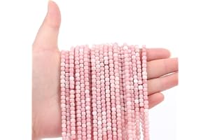 WTIAN Pink Opal Natural Gemstone Square Cube Stone Beads,Spacer Loose Beads for Jewelry Making Bracelet Necklace Earrings,80-90Pcs(4mm)