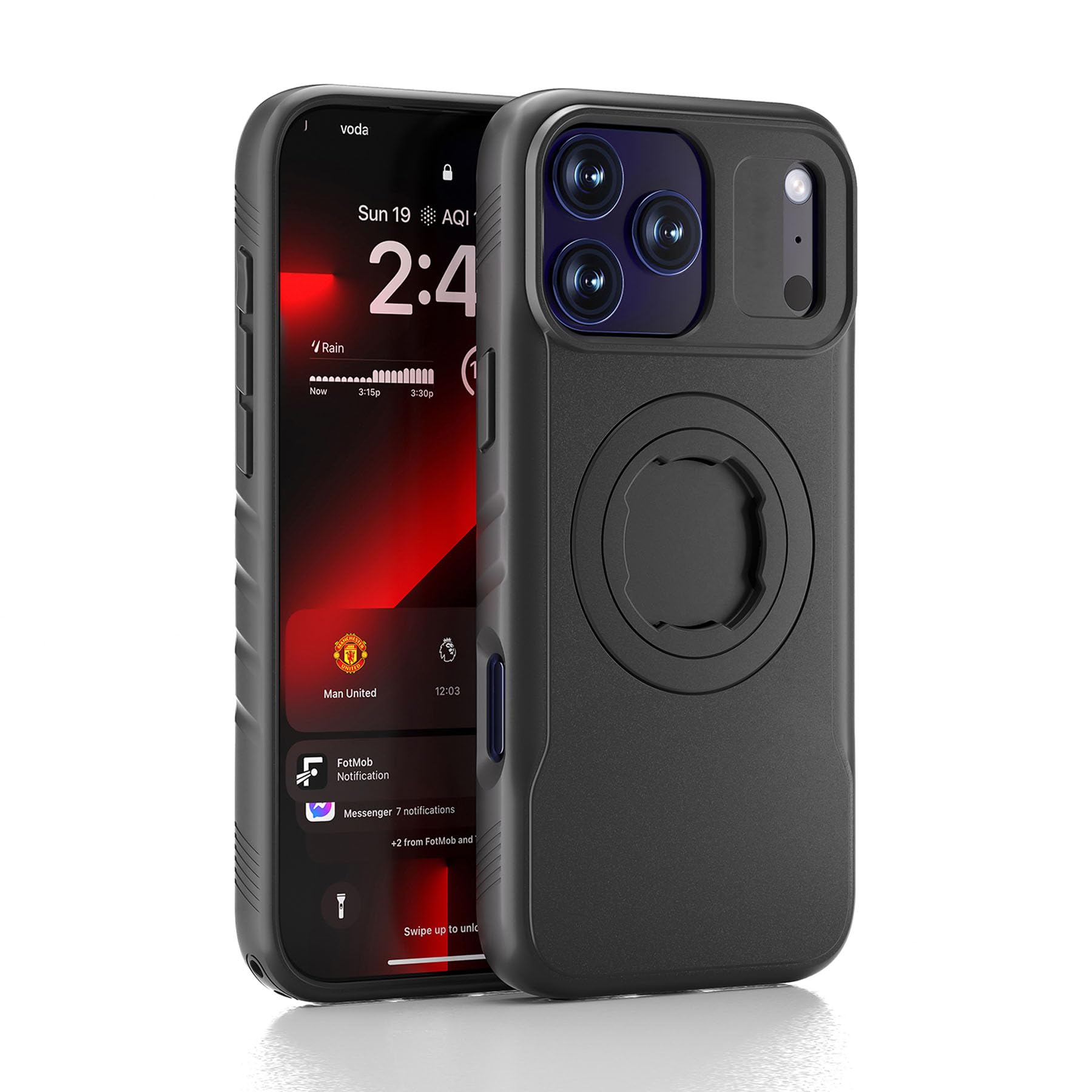 Anomat Phone Case Compatible with iPhone 17 Air, Quick-Release Lock for Bike & Motorcycle Mount, Slim Shockproof Cover, Black