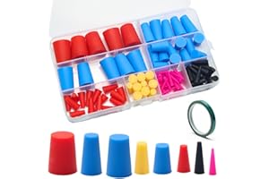 100+1Pcs Silicone Rubber Tapered Plug Kit, Anglecai High Temp Silicone Plugs Tapered Rubber Stopper Plugs 8 Size 1/16" to 5/8" for Hole Plugs, Painting, Coating, Sealing