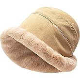 Anopo Winter Warm Bucket Hat Faux Fur Cotton Fleece Fisherman Cap Fluffy Plush Thick Wind Protection Hats for Women Girls
