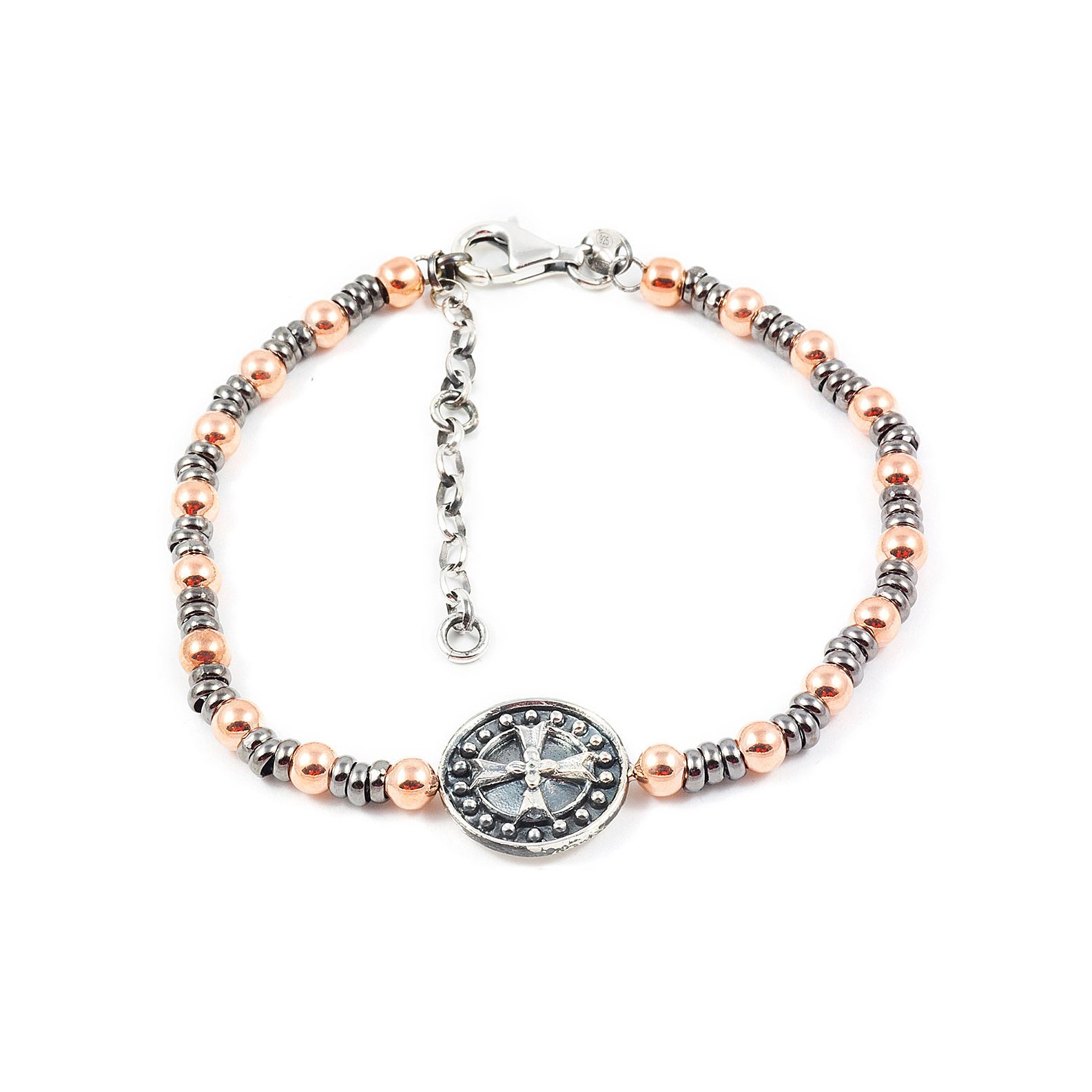 Monde Petit 925 Sterling Silver cross oxide vintage bracelet