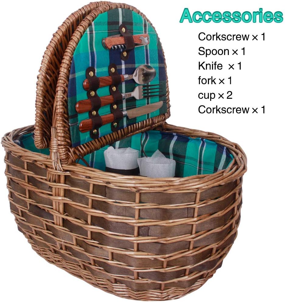 Arkmiido Luxury 2 Person Wicker Picnic Basket Picnic Hamper Basket Easy