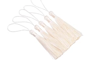 KONMAY 20pcs Silky Handmade Tiny(3.5'') Soft Craft Mini Tassels with Loops for Bookmarks Jewelry Making, Decoration DIY Projects (Cream)