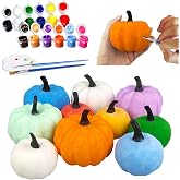 JIABNUKKN Pumpkin Decorations Halloween Crafts for Kids 10Pcs Paint Your Own White Plastic Artificial Pumpkin Decorating Kit Gift Toys for Kids DIY Halloween Thanksgiving Fall Decor