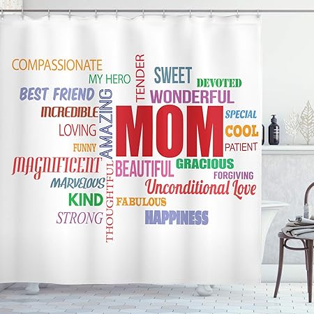 Amazon Com Lunarable Mothers Day Shower Curtain Colorful Words