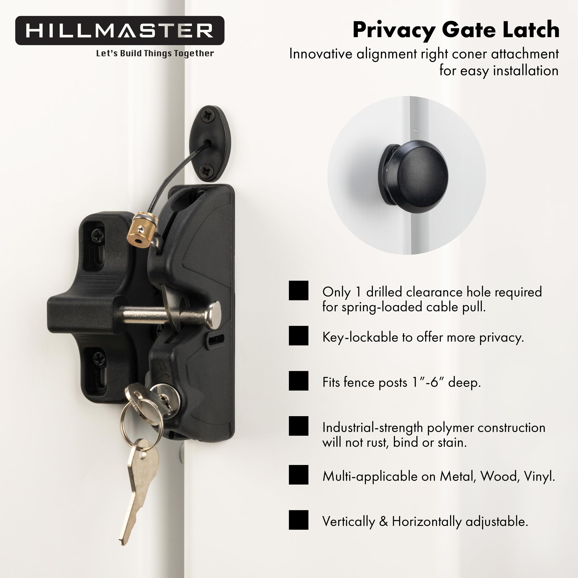Key Lockable 2 Way Gate Latch With Spring Loaded Pull Cable And Key,2