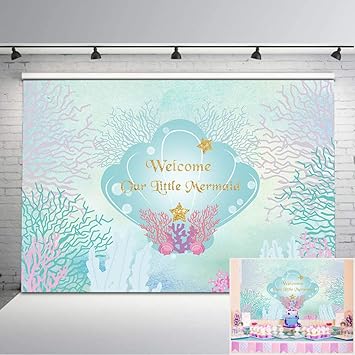 Amazon Com Mocsicka Under The Sea Backdrop Little Mermaid Baby Shower Photo Background 7x5ft Underwater World Sea Grass Shell Vinyl Background Party Studio Props Camera Photo