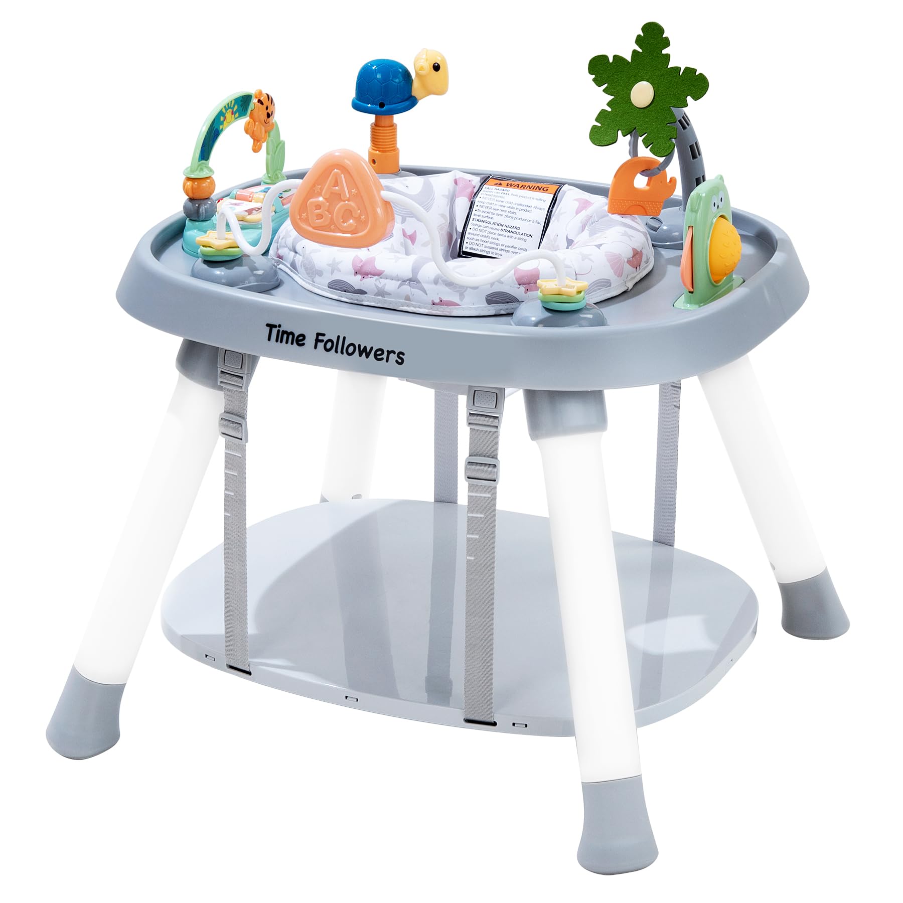 Photo 1 of Time Followers® 4-in-1 Baby Activity Center | 3 Stage Grow Stationary Standing Toddler Play Table | Tummy Time,Exersaucer, Jumpers & Bouncers | Babies Essential for Baby Ages 6M+ (Grey)