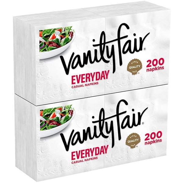 VANITY FAIR EVERYDAY PAPER NAPKINS, 200 COUNT (PACK OF 2), DISPOSABLE NAPKINS MADE SOFT AND SMOOTH FOR EVERYDAY MEALS