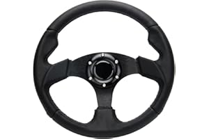 YEHICY Classic Microfiber Leather Racing Steering Wheel 12.5”320mm Flat Drift Rally Race Gaming Steering Wheel with Black Stitch