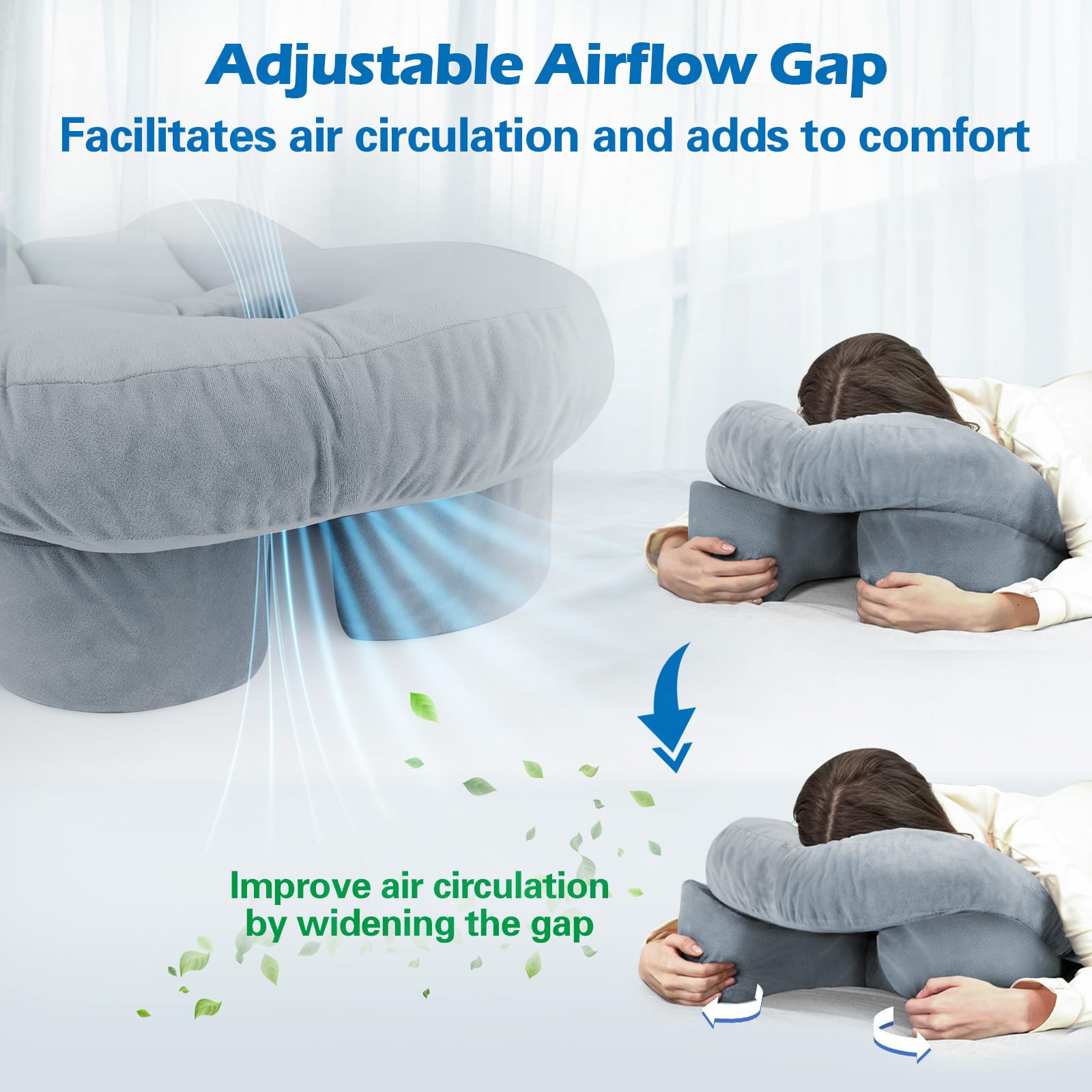 HOMCA Face Down Pillow for Eye Surgery – Stomach Sleeping Pillow with Soft Support, Home Massage Pillow with Shredded Memory Foam for BBL/Retinal Surgery, Not for Adults with Larger Body Frames