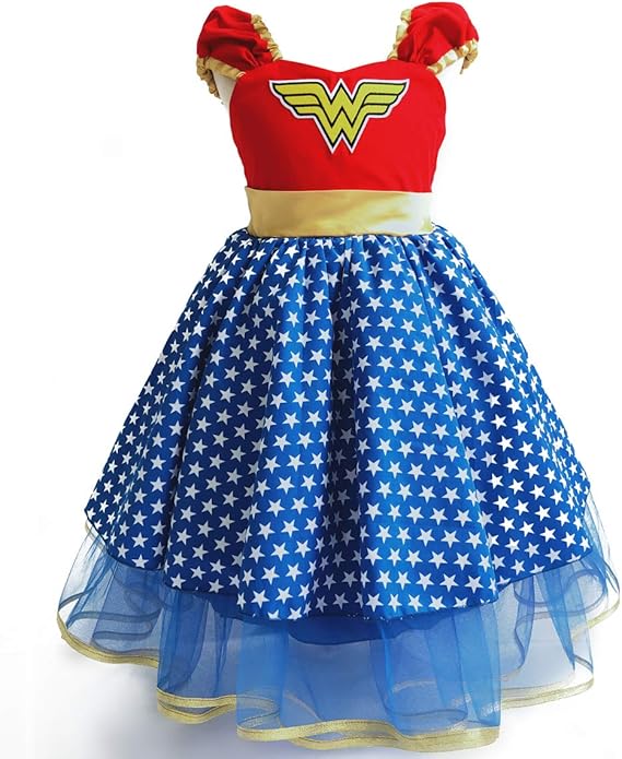 Wonder Woman Dress Deluxe Princess Costume Superhero Fancy Dress