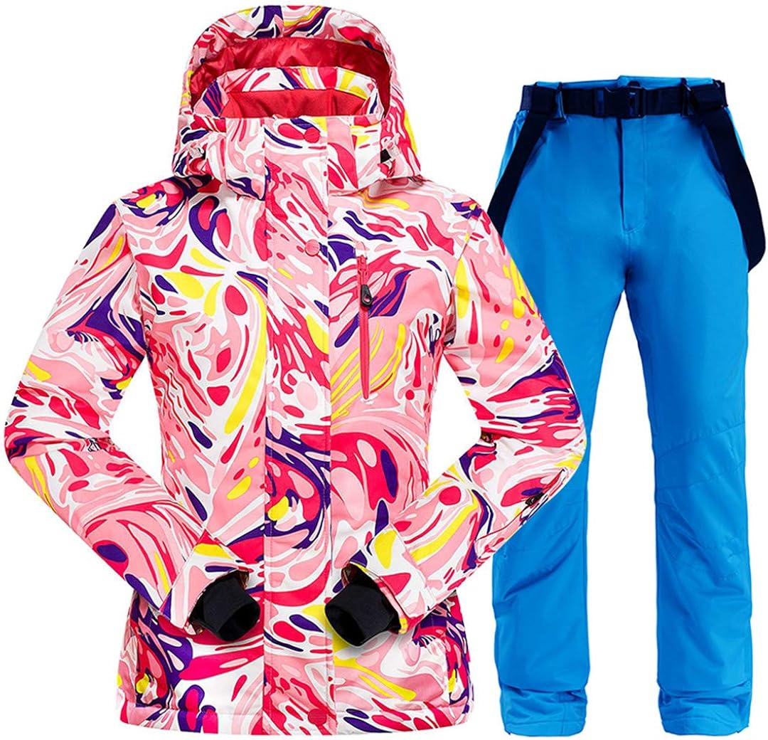 Amazon.com: Women Windproof Waterproof Warm Padded Ski Suit Snowboarding Set Skiing Jacket and 
