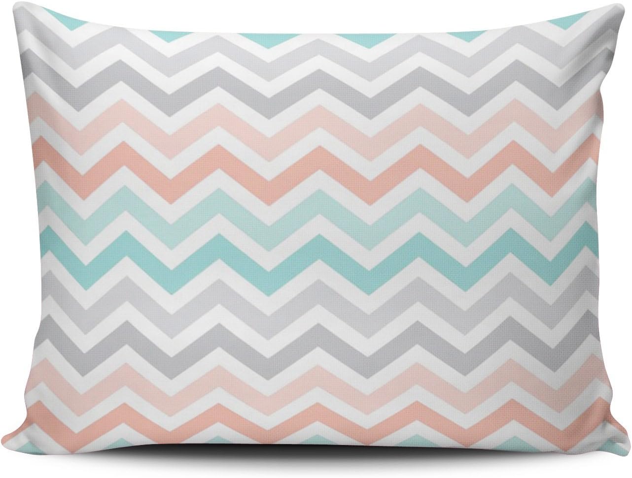 Kangza Bedroom Decor Custom Pink Aqua Gray Ombre Chevron Zigzag Mint and Turquoise Pillowcase Rectangle Zippered One Side Design Printed Boudoir Size 12x18 Inches Throw Pillow Cover Cushion Case