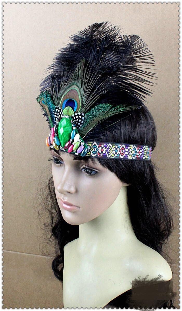 Handmade Feather Rhinestone Headband Flapper Accessories Headband Ostrich Feather Headpiece Great Gatsby Headband