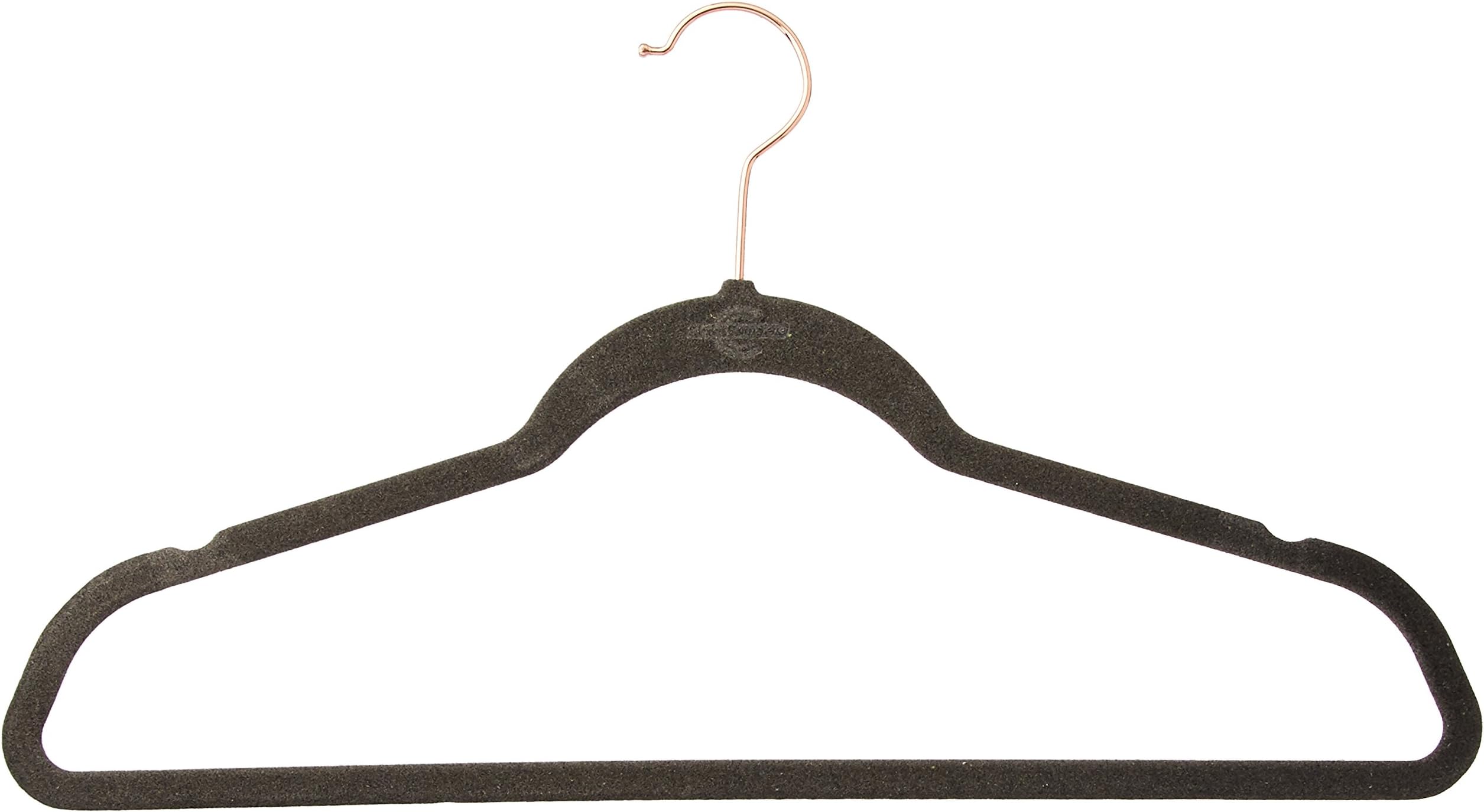 Closet Complete SUPREME Quality, ULTRA-Heavyweight, 85-gram, Virtually-UNBREAKABLE Velvet Hangers, Ultra-Thin, Space Saving, No-Slip Suit Hanger, 360° SPINNING,ROSE GOLD Hooks, Heather Gray, Set of 50