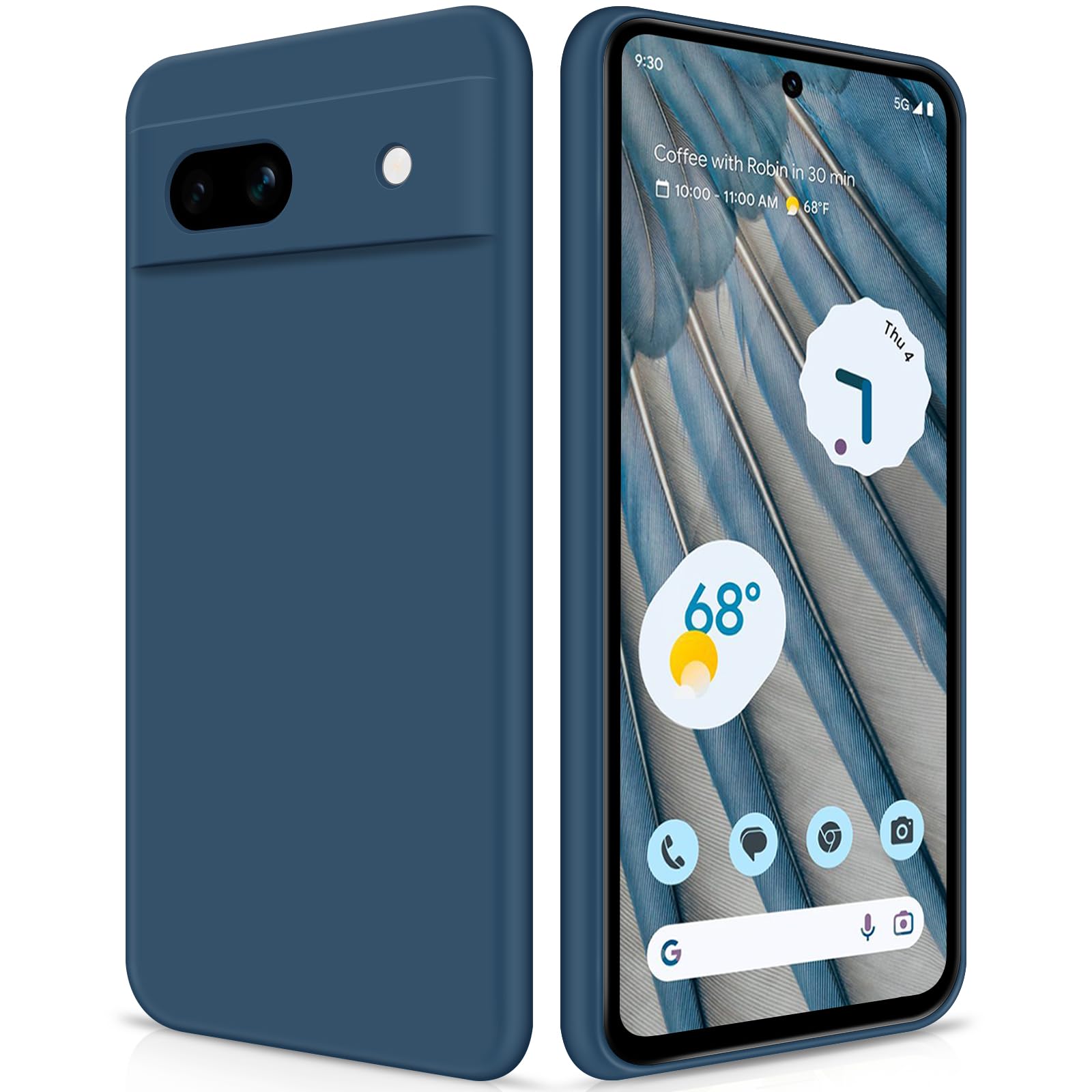 GiiYoon Case Compatible with Google Pixel 7A, Silky-Soft Touch Full-Body Protective Phone Silicone Case, Shockproof Cover with Microfiber Lining, Blue โ image 1